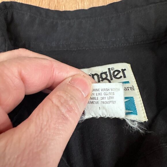 Wrangler Western Shirt Aztec Panel Black Long Sleeve Men’s Small - Picture 4 of 5